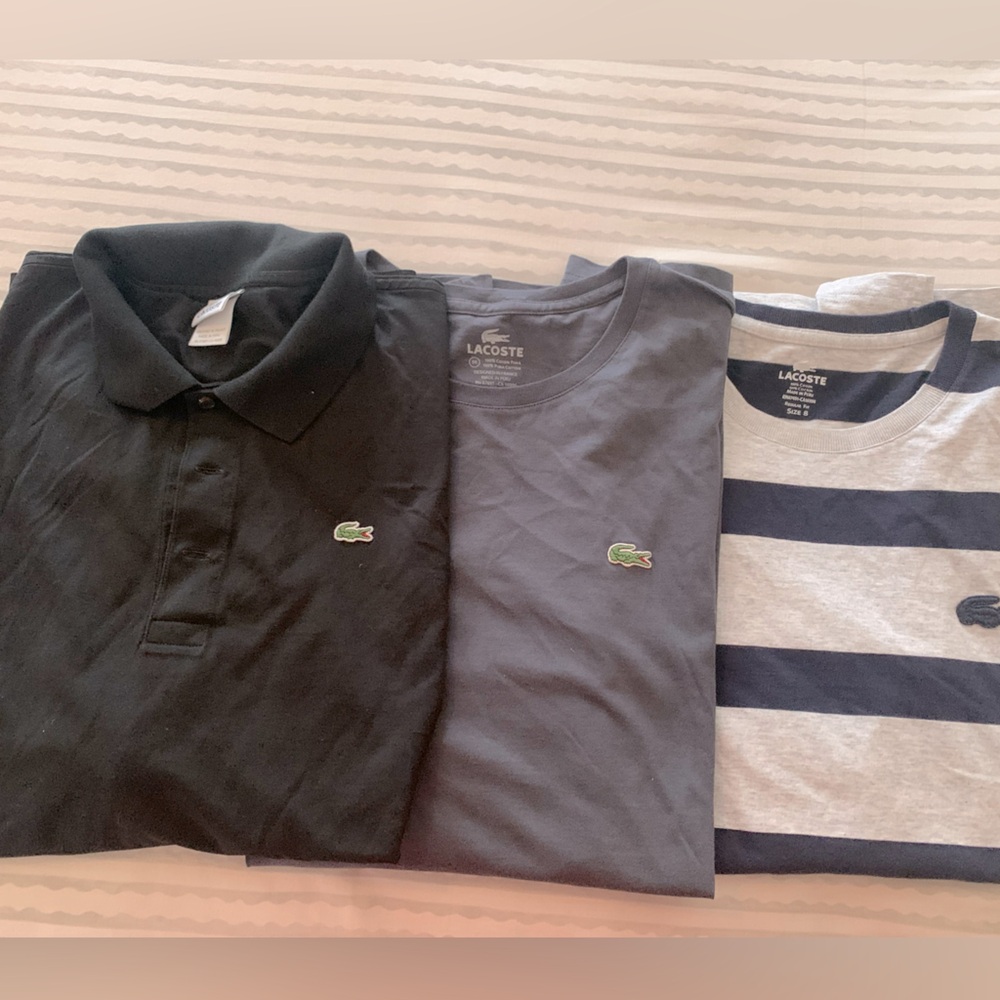 Lot 3 Men Lacoste Tshirt and Polo Size 9 Xxl
